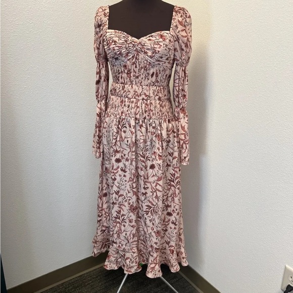 Amur Filipa Dress Size 2 New With Tags Blush Wildflowers MIDI Length Spring - Picture 2 of 15